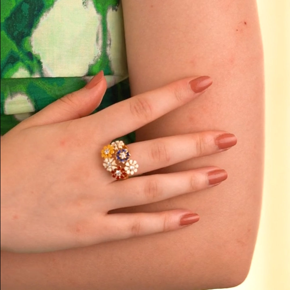 Gold Plated Revolving Cluster Floral Ring