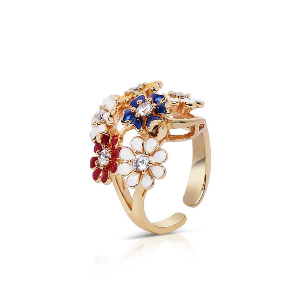 Gold Plated Revolving Cluster Floral Ring