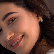 Yellow and White Floral Earrings