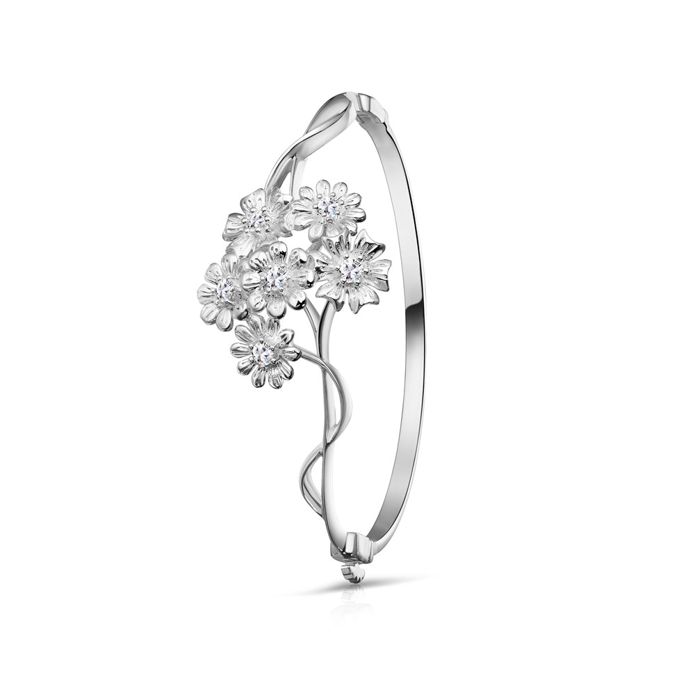 Plated Floral Cluster Bangle
