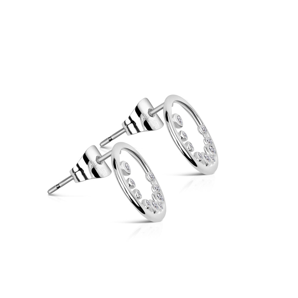 Petite Circular Earrings Clear Stones