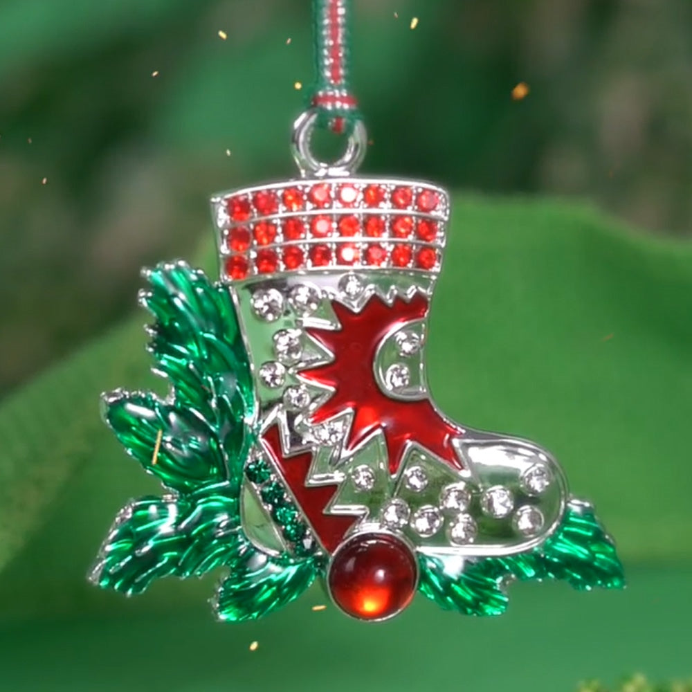 Boot with Red Stones Christmas Tree Decoration
