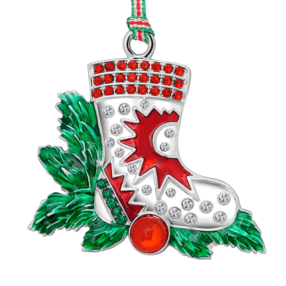 Boot with Red Stones Christmas Tree Decoration