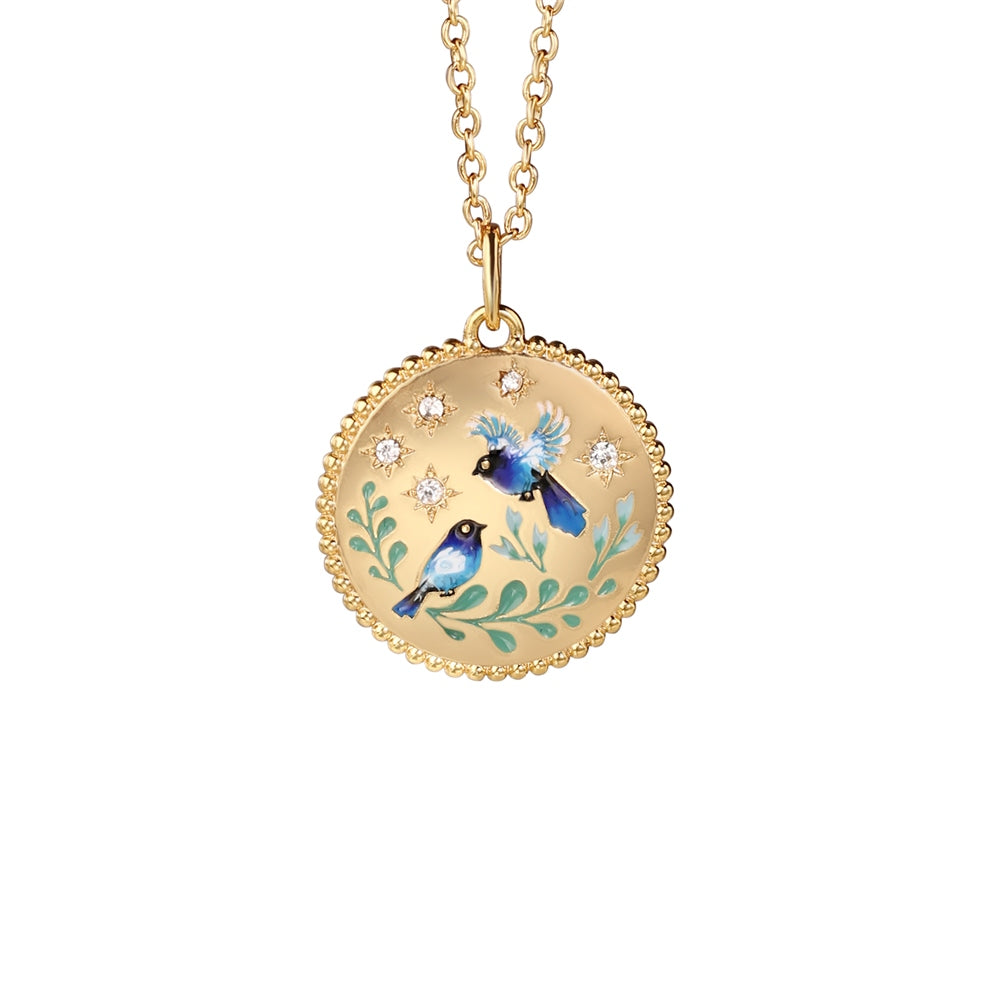 Bird Enamel Pendant