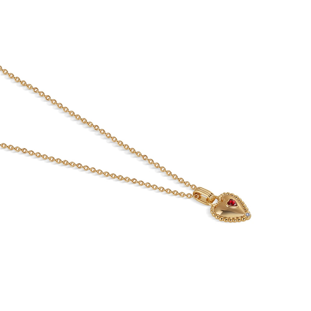Heart Pendant with Ruby Red Stone