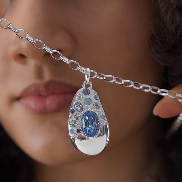 Large Pendant with Blue and Clear Stones