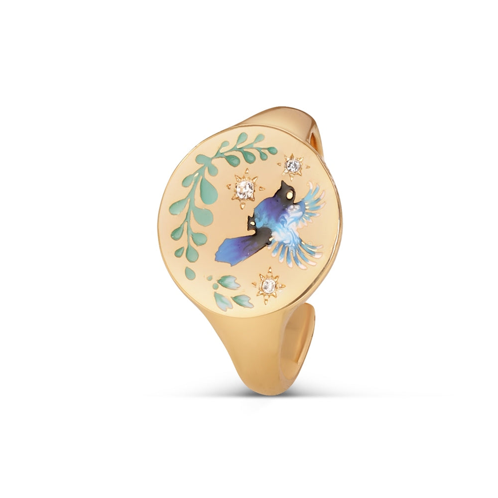 Bird Enamel Ring