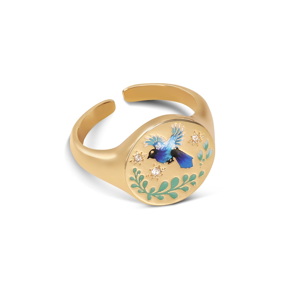 Bird Enamel Ring