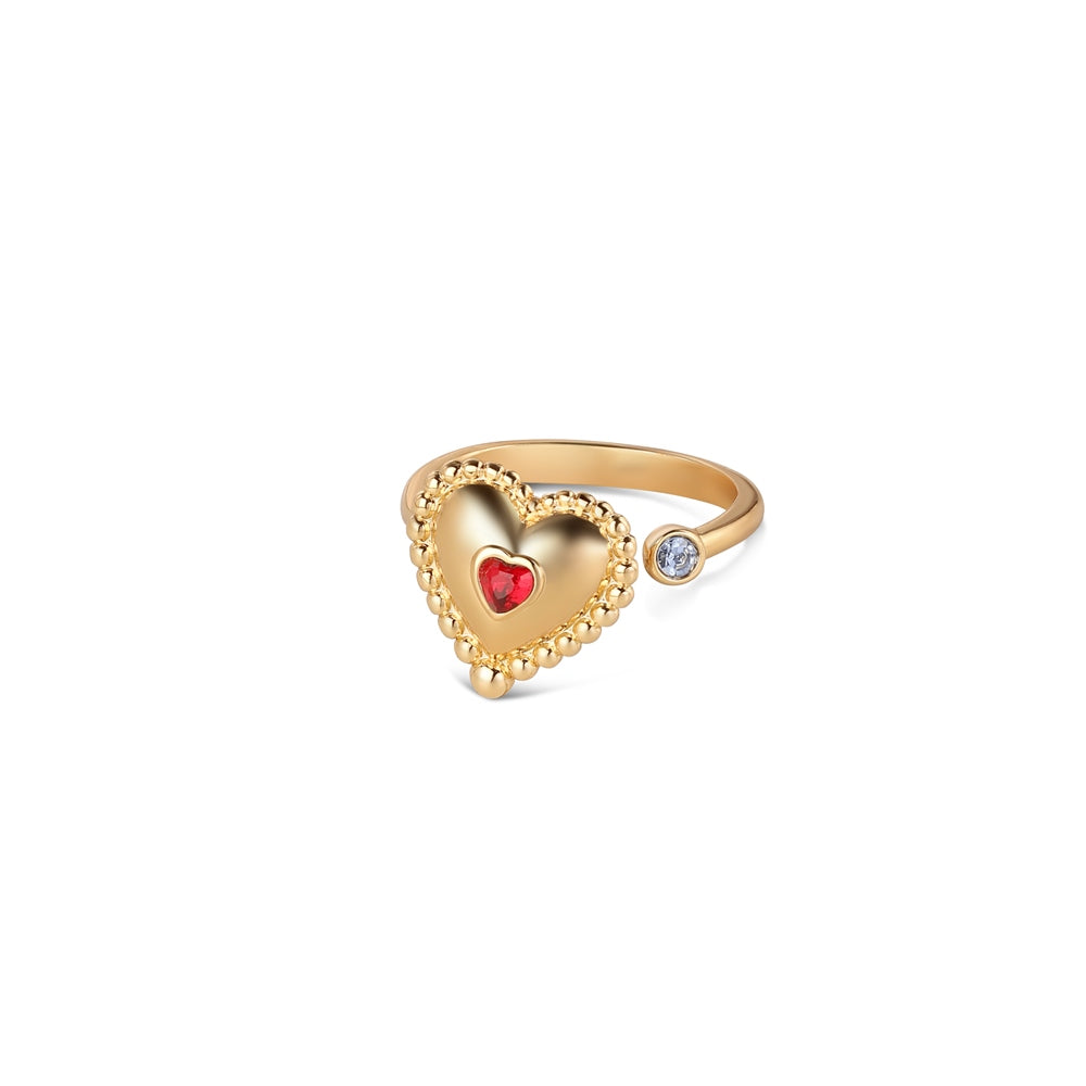 Heart Revolving Ring with Ruby Red Stones