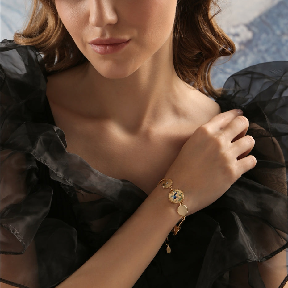 Bird Enamel Link Bracelet