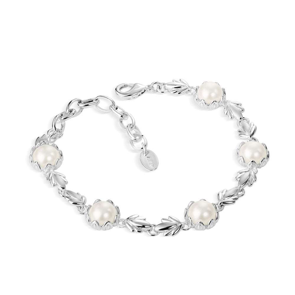 Pearl Leaf Link Bracelet