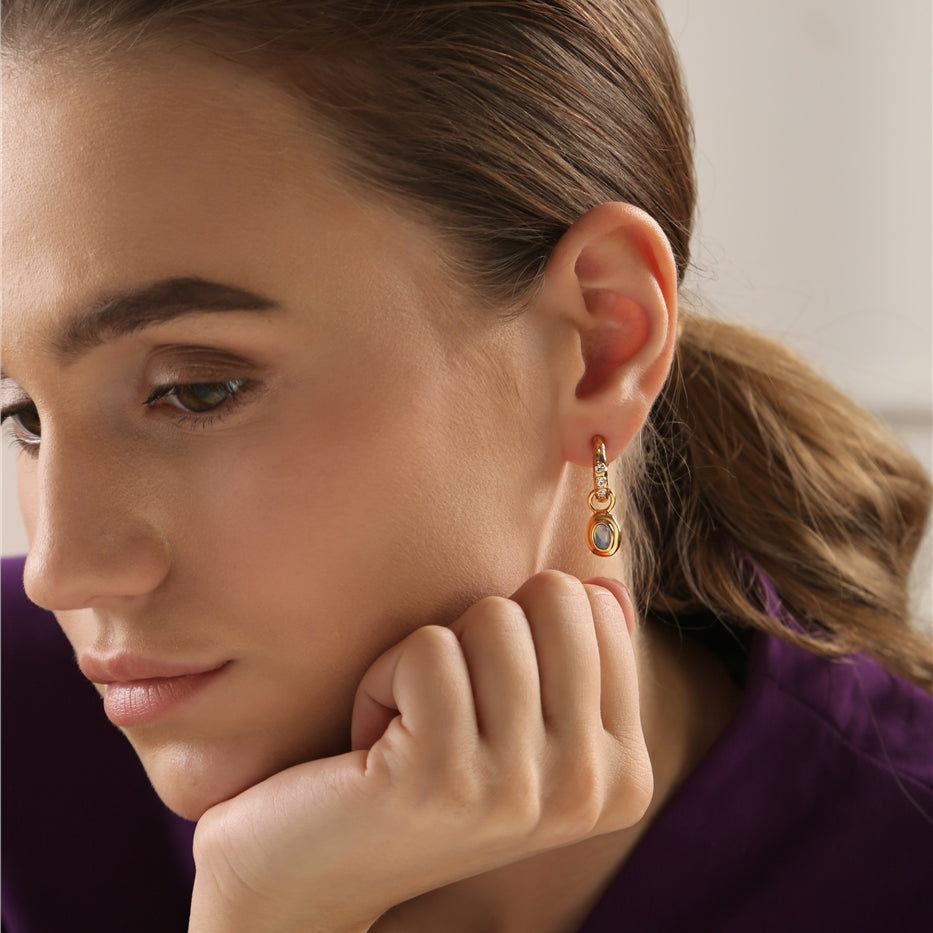 Drop Earrings with Blue Stones