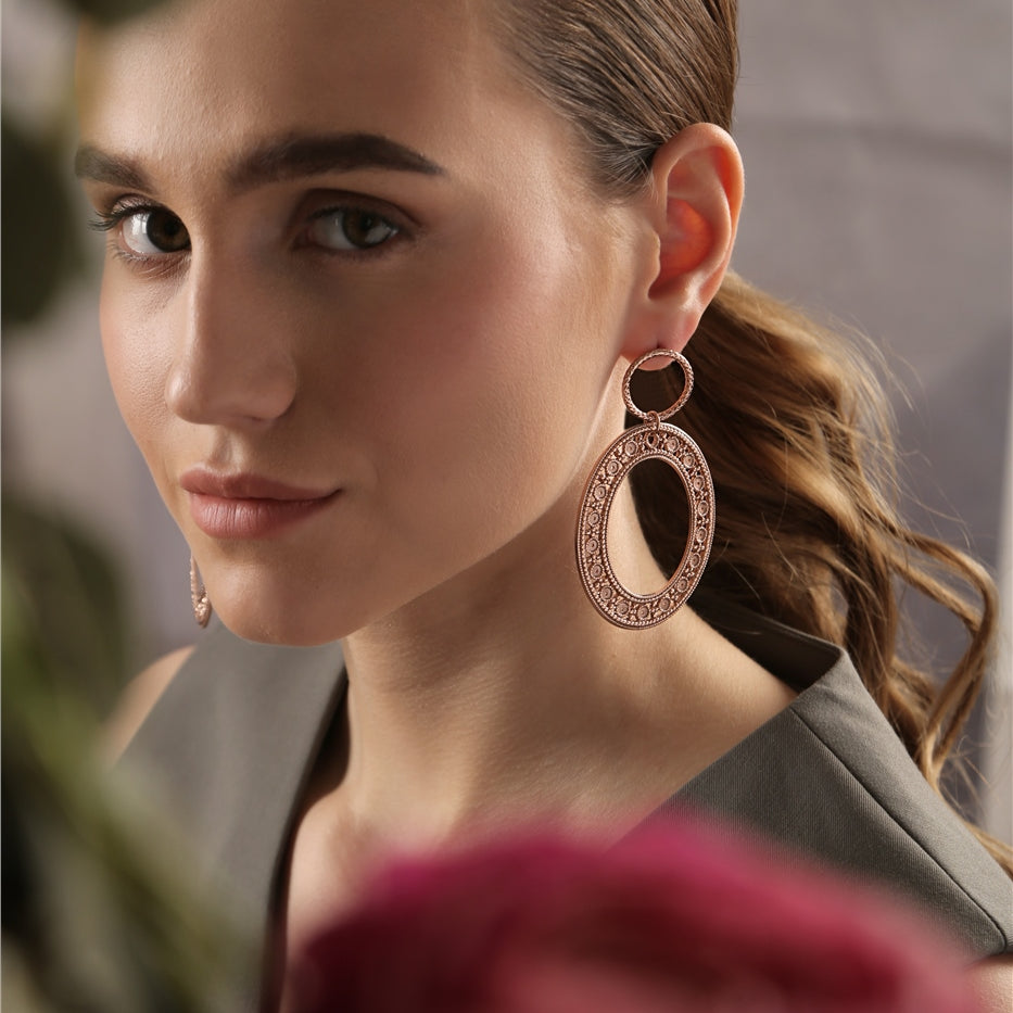 Large Ornate Oval Earrings