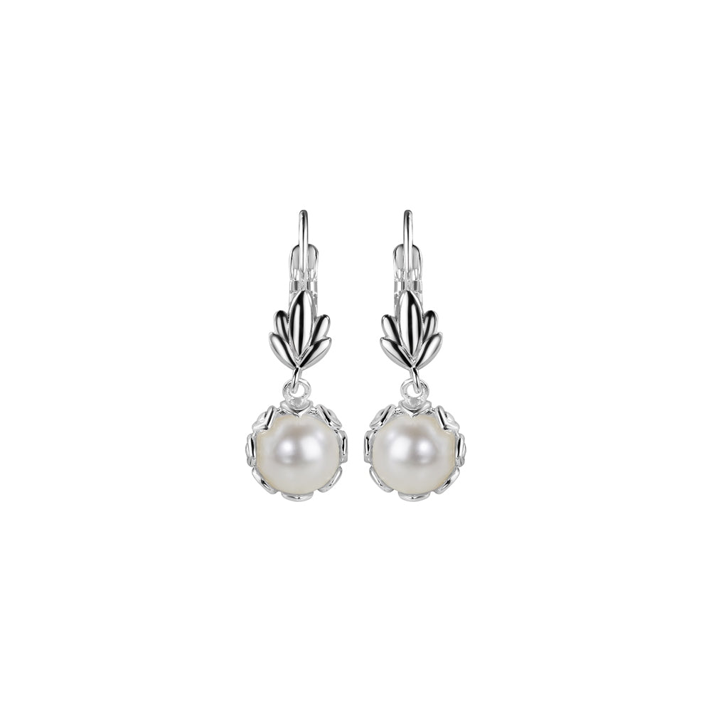 Pearl Leaf Drop Earrings