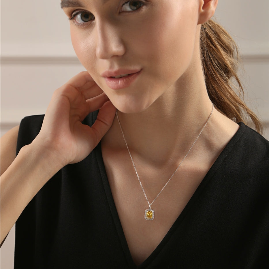 Rectangle Light Topaz Stone Pendant