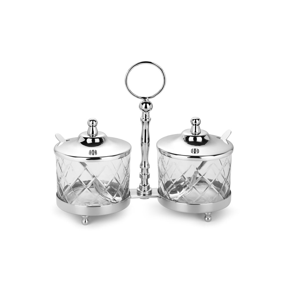 Cut Glass Condiment Set