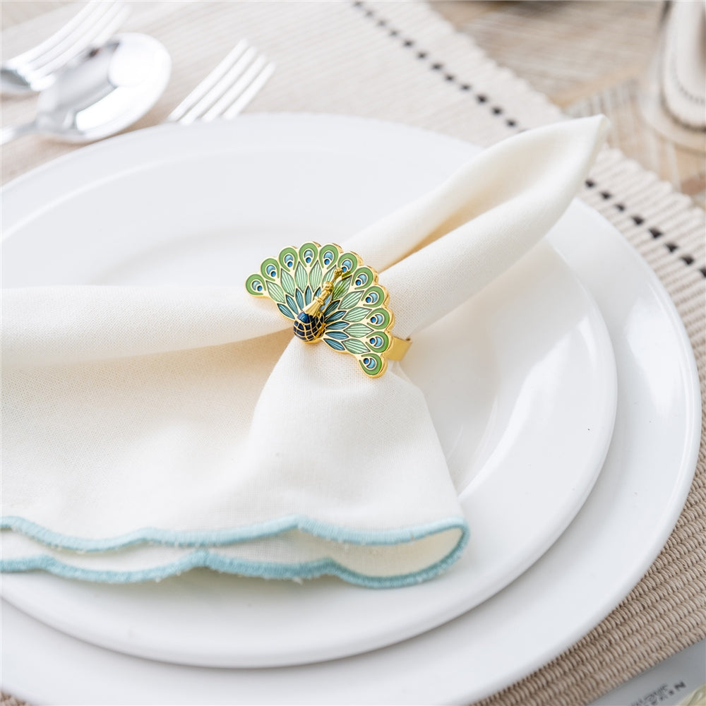 Peacock Napkin Rings Set of 4