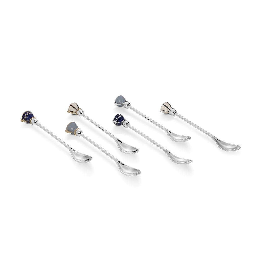 Silver and Gold Plated Teacup Spoon Set of Six