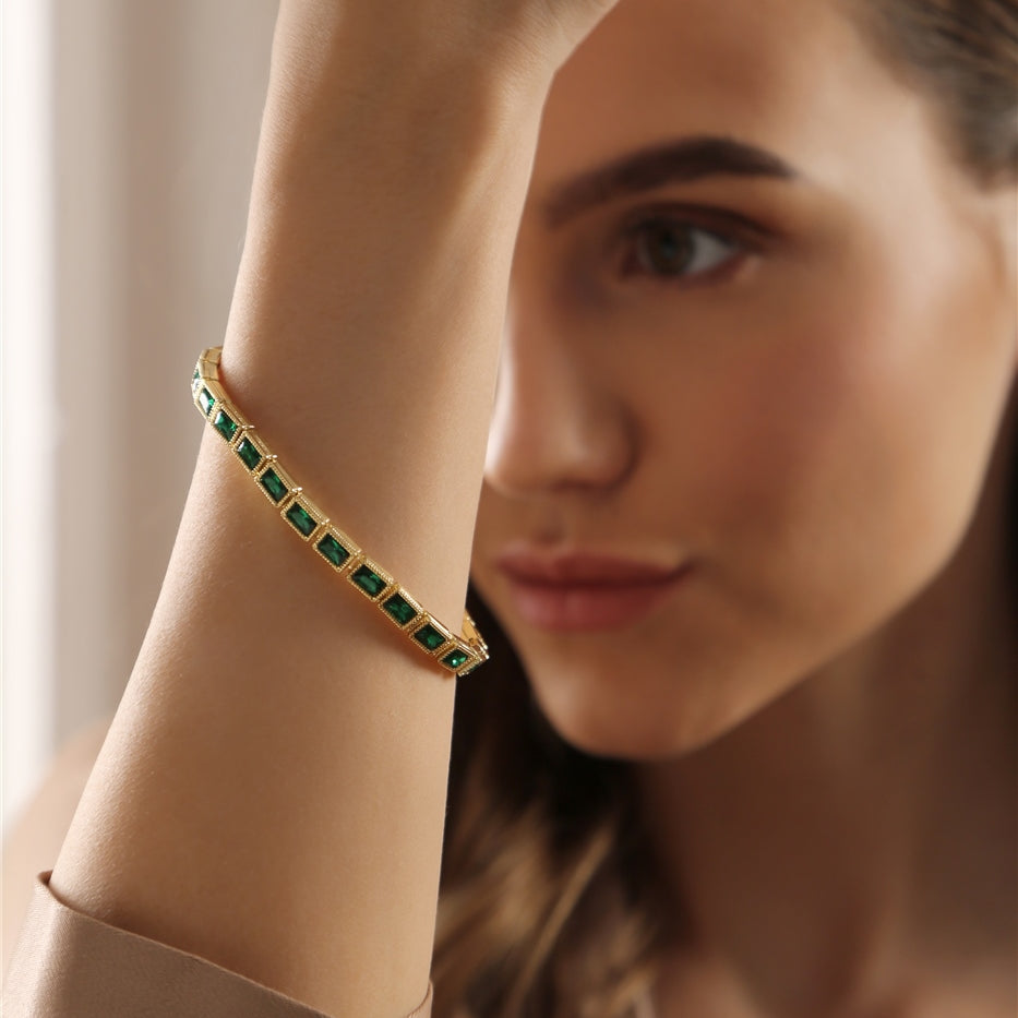 Emerald Green Square Stone Bracelet