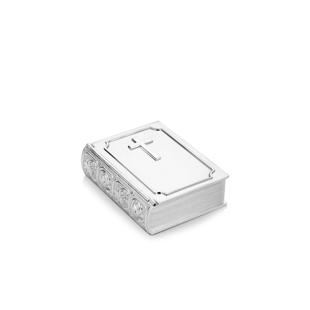 Silver Plated Trinket Box with Cross