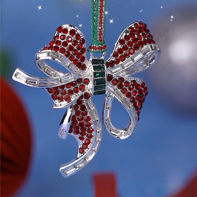 Bow with Red Stones Christmas Tree Decoration