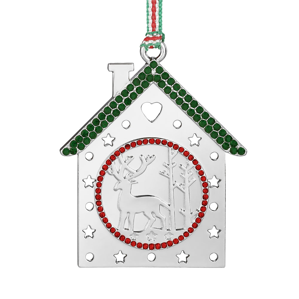 Christmas House with Reindeer Tree Decoration