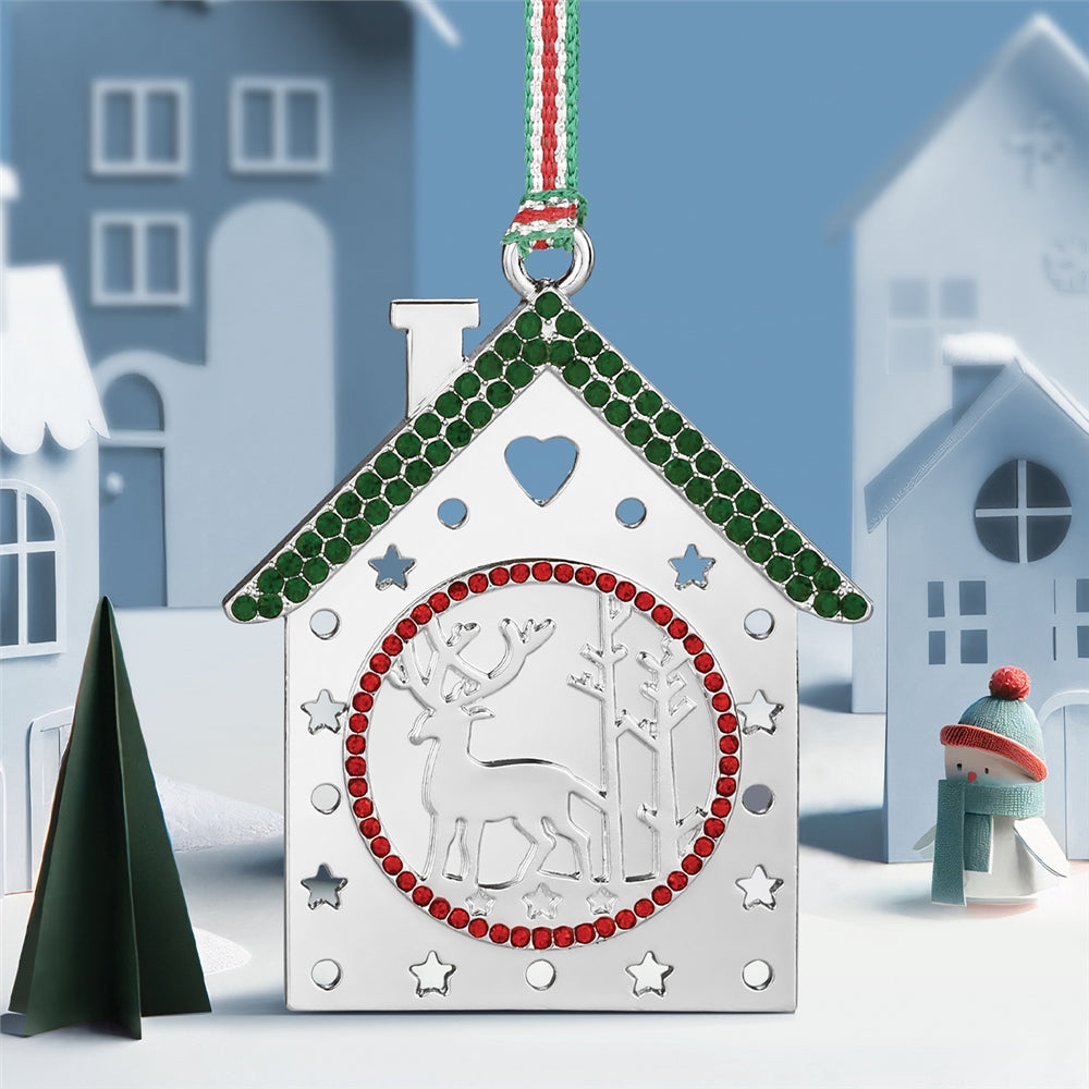 Christmas House with Reindeer Tree Decoration