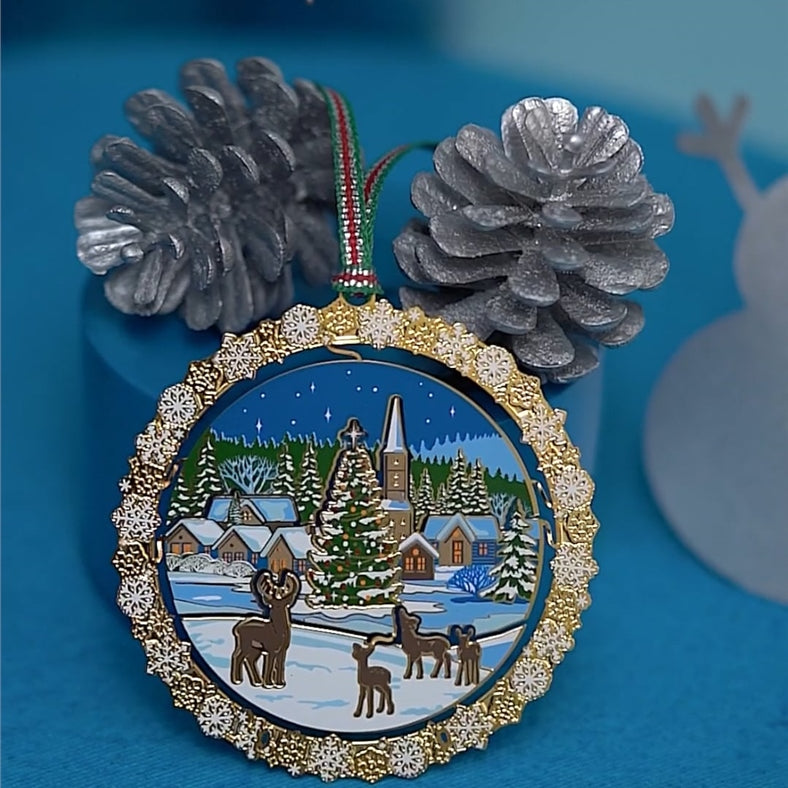 Christmas Village with Deer Tree Decoration