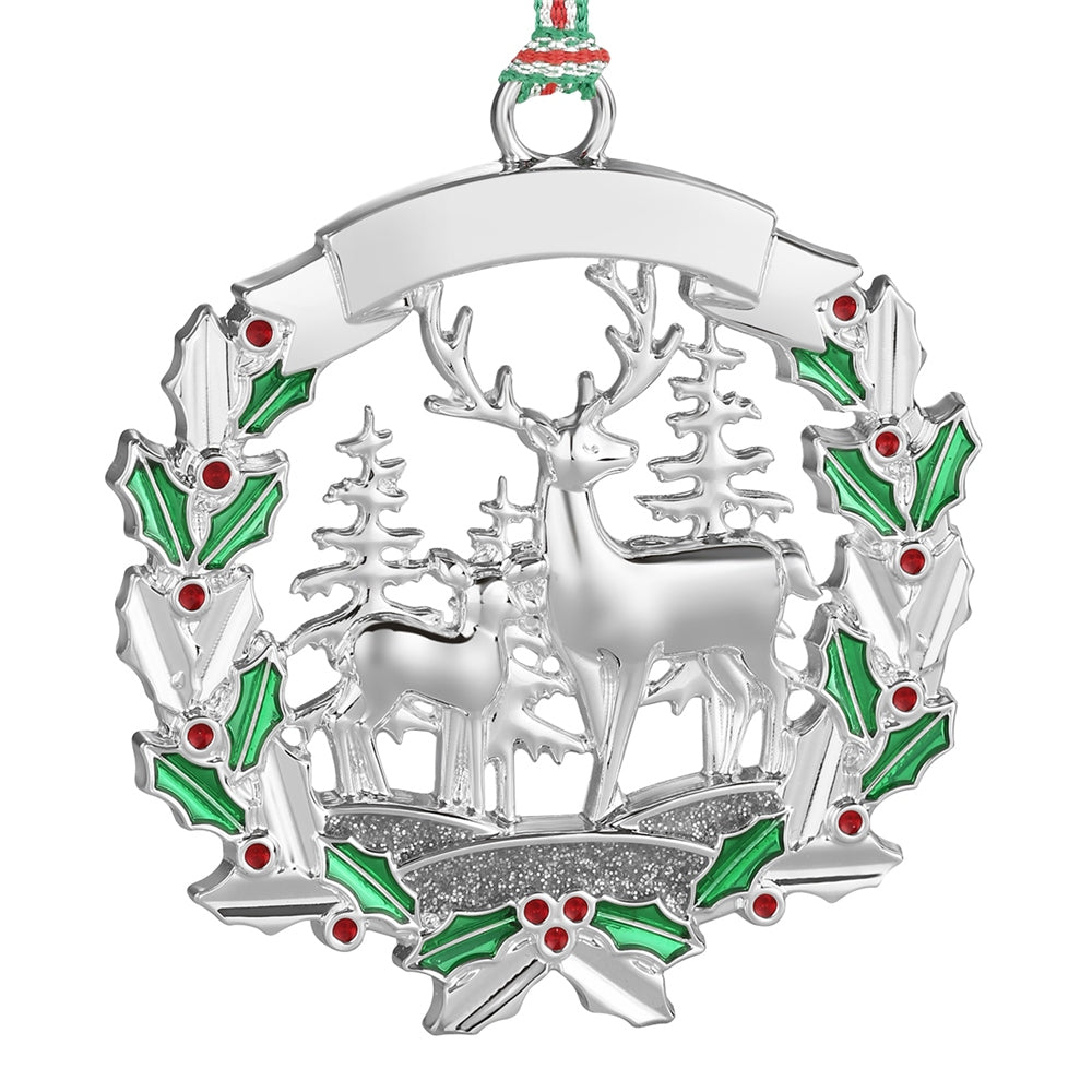 Deer with Holly Christmas Tree Decoration