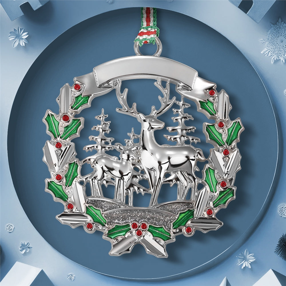 Deer with Holly Christmas Tree Decoration