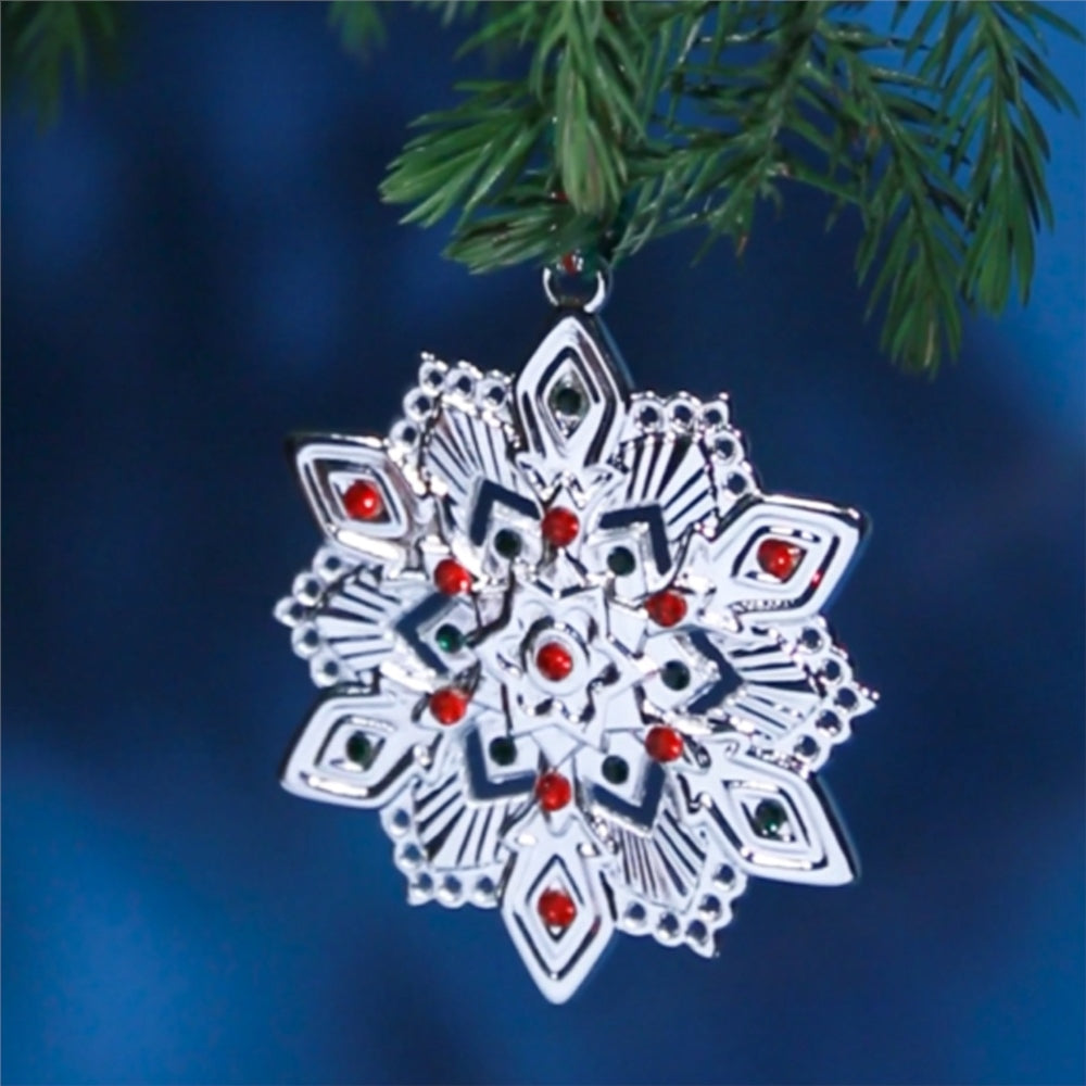 Green & Red Snowflake Christmas Tree Decoration
