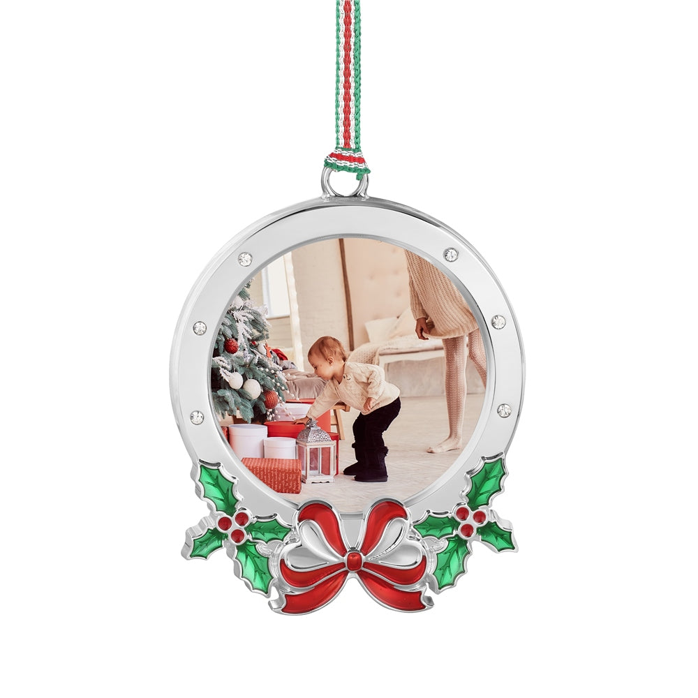 Round Frame Holly Christmas Tree Decoration