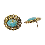 1980's Gold Tone Turquoise Earrings