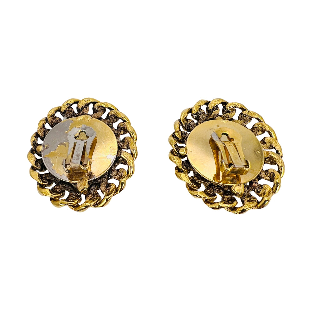 1980's Gold Tone Turquoise Earrings