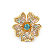 Gold Plated Floral Coloured CZ Brooch