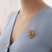 Gold Plated Floral Coloured CZ Brooch