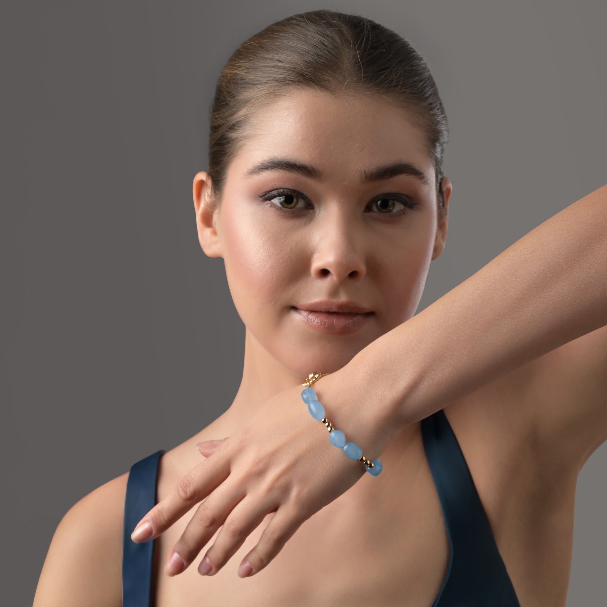 Gold Plated Blue Stone Sappho Bracelet