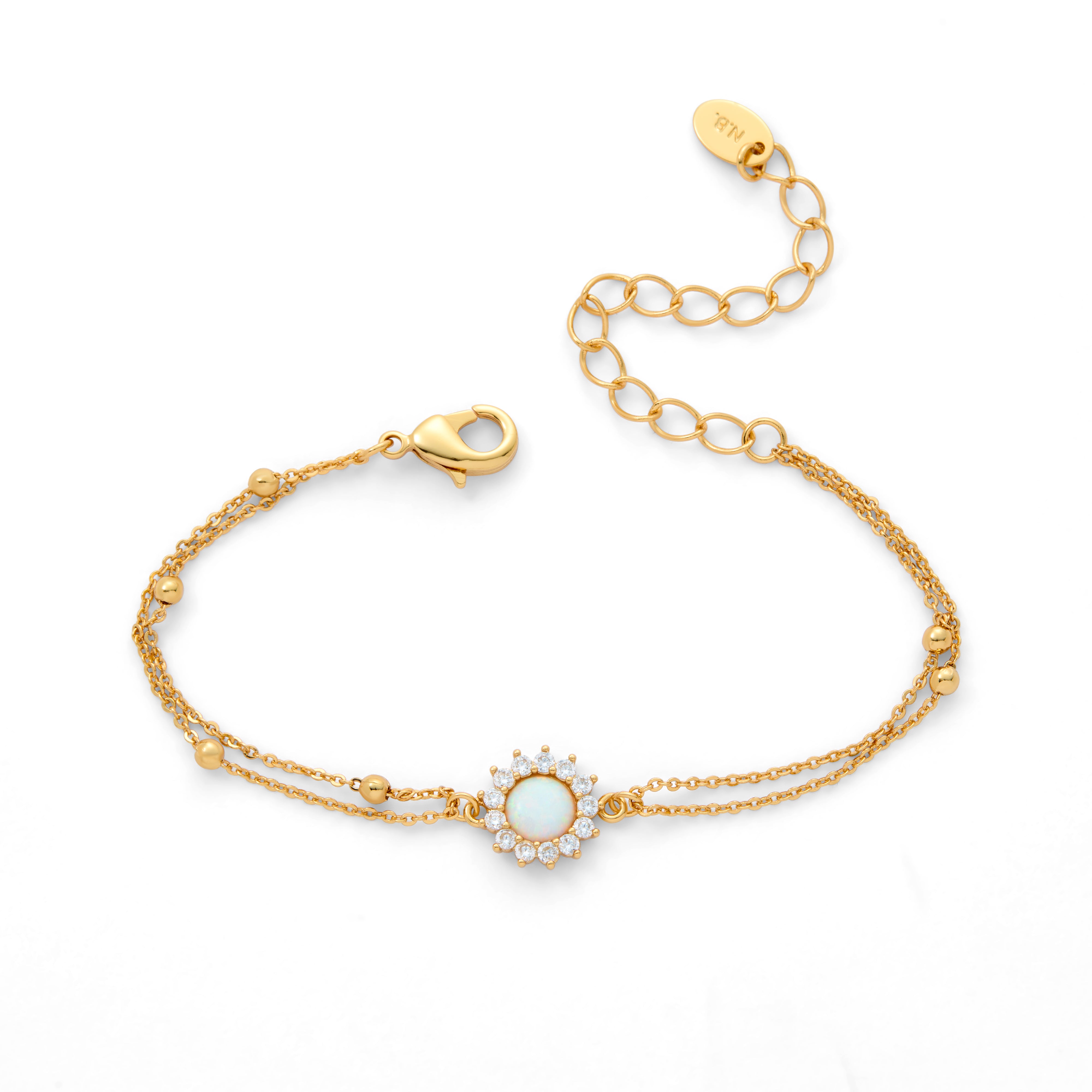 Gold Plated Opal Floral Bracelet