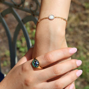 Gold Plated Opal Floral Bracelet