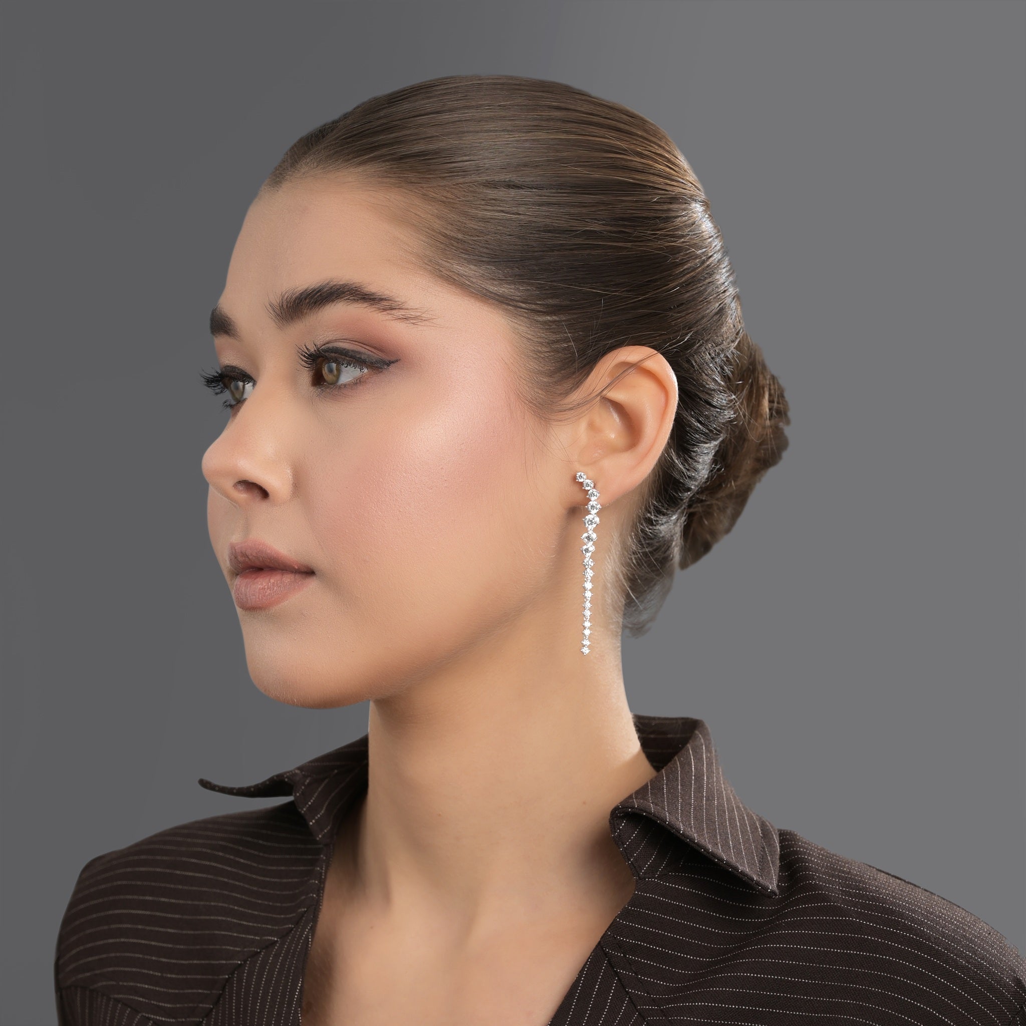 Silver Plated Cubic Zirconia Drop Earrings