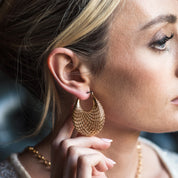 Gold Plated Woven Statement Earrings
