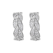 Silver Plated Demi Hoop Leaf Earrings