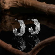 Silver Plated Demi Hoop Leaf Earrings