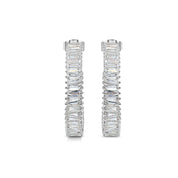 Silver Plated Baguette CZ Hoop Earrings