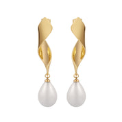 Gold Plated Statement Pearl Earrings
