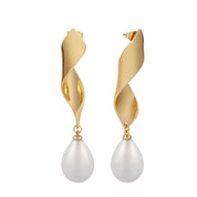 Gold Plated Statement Pearl Earrings