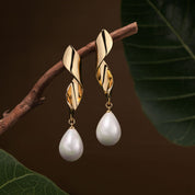 Gold Plated Statement Pearl Earrings