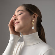 Gold Plated Statement Pearl Earrings