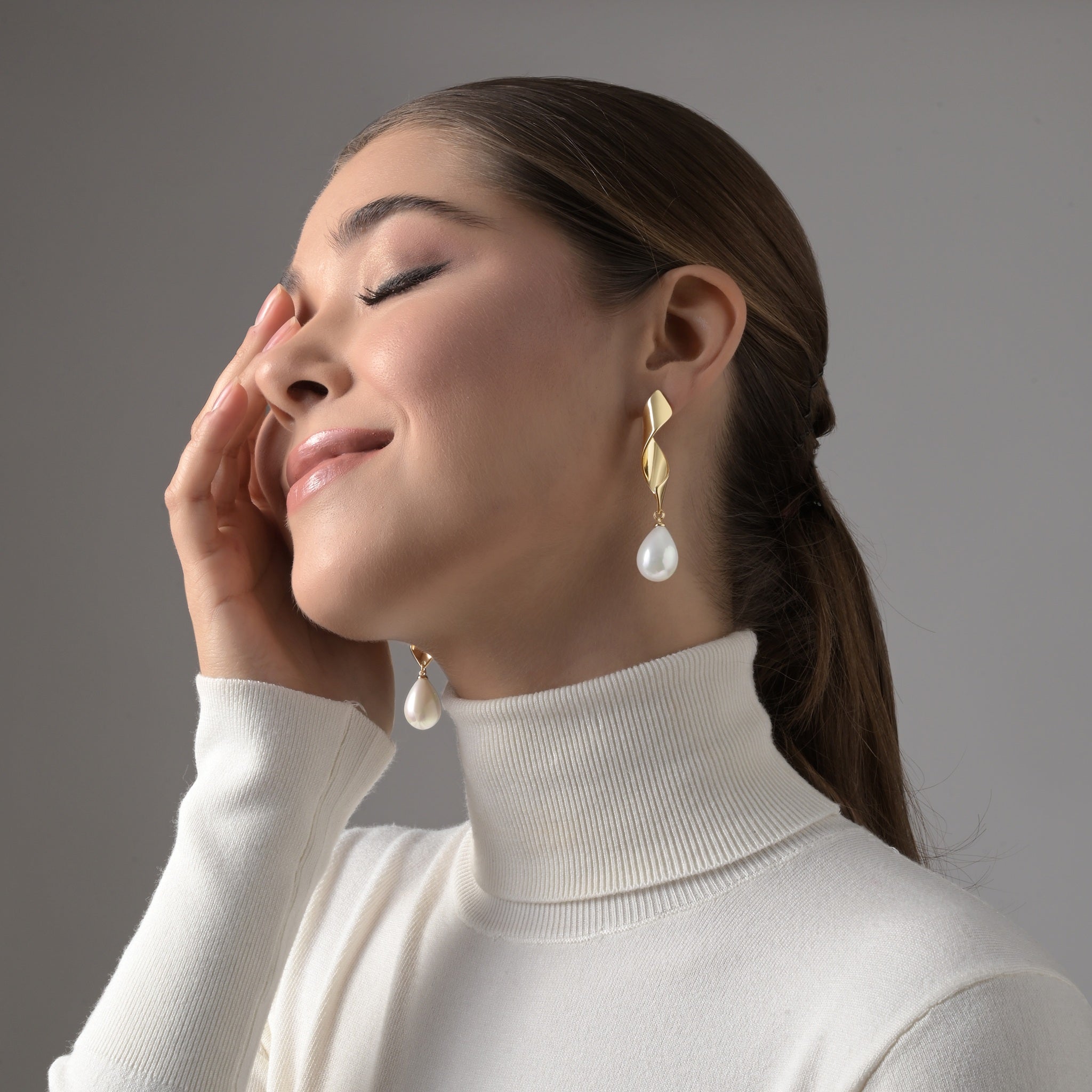 Gold Plated Statement Pearl Earrings