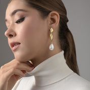 Gold Plated Statement Pearl Earrings